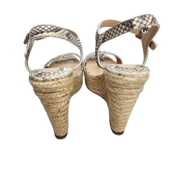 Christian Louboutin Snakeskin Print Wedge Espadrille Sandals Size 40 - Picture 5 of 9